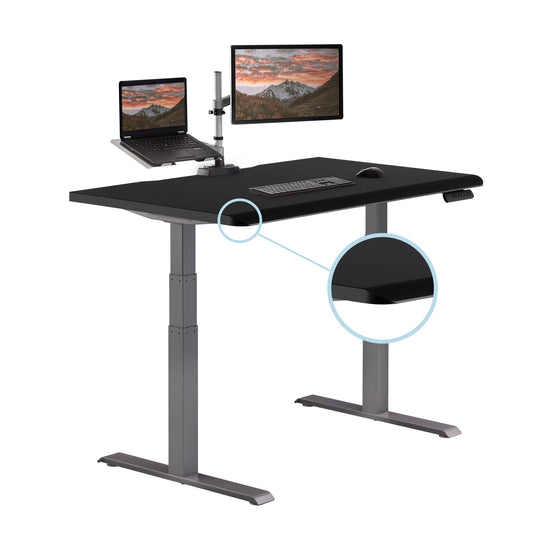 Vari ComfortEdge 48x30 Inches Black Standing Desk- Electric Adjustable Height Desk- Sloped Front Edge Ergonomic Gaming Table- Easy Assembly, Stable T-Style Legs- Varidesk- 2 Packages - WoodArtSupply