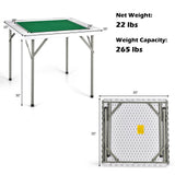 GYMAX Mahjong Table, Folding Square 4 Player Card Table with Cup Holders & Chip Trays, Portable Board Game Domino Table for Mahjong, Poker Blackjack GYMAX
