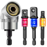 CIGOTU Impact Grade Power Hand Tools Driver Sockets Adapter Extension Set, 3Pcs 1/4 3/8 1/2" Hex Shank Drill Nut Driver Bit Set + 105 Degree Right Angle Driver Extension Screwdriver Drill Attachment CIGOTU