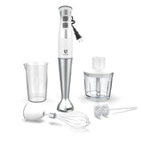 Immersion Hand Blender, UTALENT 5-in-1 8-Speed Immersion Blender with 500ml Food Grinder, 600ml Container,Milk Frother,Egg Whisk,Puree Infant Food, Smoothies, Sauces and Soups - White UTALENT
