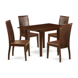 East West Furniture NDIP5-MAH-W Norden 5 Piece Kitchen Set Includes a Rectangle Room Table with Dropleaf and 4 Dining Chairs, 30x48 Inch, Mahogany East West Furniture