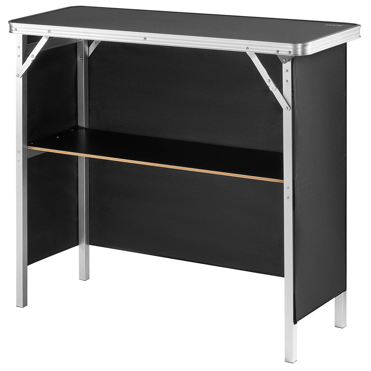 VEVOR Folding Portable Bar Table, Tradeshow Podium Table for Indoor, Outdoor, Party, Picnic, Exhibition, Includes Carrying Case, Storage Shelf and Black Skirt, 38.39" x 15.16" x 34.25" VEVOR