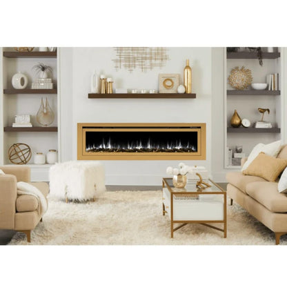 Touchstone Sideline Deluxe® -Gold Smart Electric Fireplace- 72 Inch Wide- Alexa®/WiFi-Enabled- in Wall Recessed- 5 Flame Settings- 9 Flame Colors- 1500W Heater- Log & Crystal Options- 86278