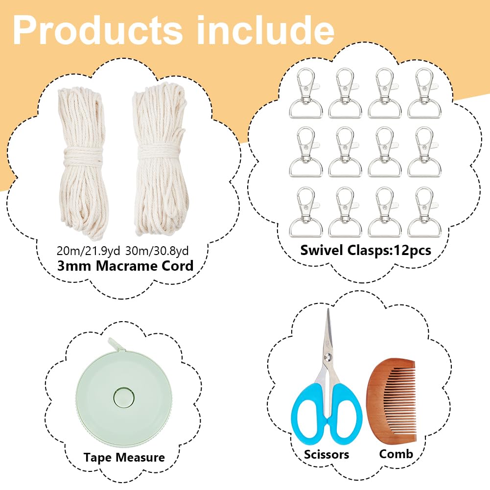 INFUNLY 10 Sets DIY Macrame Keychain Kit for Adults Boho Macrame Wristlet Keychain Kit Handmade Macrame Tassel Keyring Kit with Instruction for Beginners Car Key Charm Women Gift Phone Wallet INFUNLY