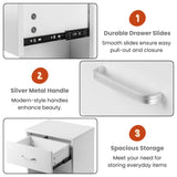 Karl home Nightstands Set of 2 with Drawer for Bedroom, Wood Night Stand Set 2 with Open Shelf, Modern Nightstand Bedside Tables Set of 2, End Table, White Karl home