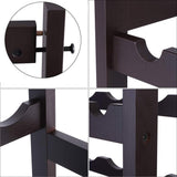 WRONWA 24 Botttle Wine Rack Freestanding Floor, 6 Tier Wine Rack Shelf with Table Top, Bamboo Wine Rack, Wine Storage Shelves Kitchen Bar Dining Room Living Room - Dark Brown WRONWA