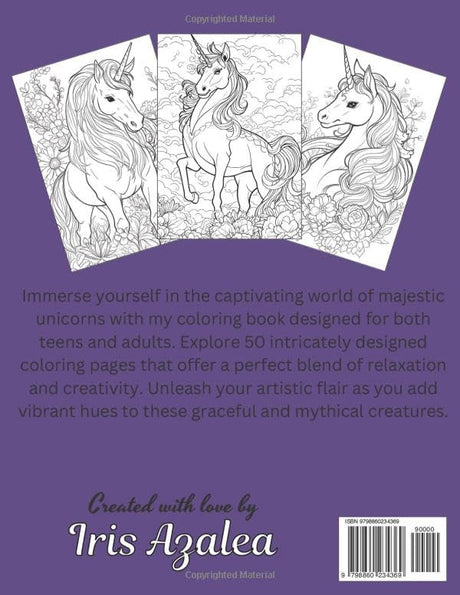 Majestic Unicorns: 50 Intricate Adult Coloring Pages for Teen and Adult Relaxation: Adult Coloring book of Fantasy Unicorns for Adults and teens for exploring creativity, focus and relaxation WoodArtSupply