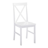 Walker Edison 4 Person Modern Farmhouse Wood Small Dining Table with 4 Chairs Set for Dining Room Kitchen, 48 Inch, White Walker Edison