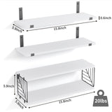 Fixwal 3+1 Tier Bathroom Floating Shelves Over Toilet, 15.8in Farmhouse Rustic Wood Shelves, Wall Decor for Bathroom, Living Room,Bedroom and Kitchen (White) Fixwal