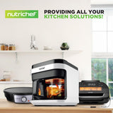 Nutrichef 5.8 Quart Air Fryer | 8-1 Preset Cook Modes | Transparent Fry Bowl for Best Cooking Results | Cook Shrimp, Steak, Fries, Wings, Chicken & More | Precise Temperature Control & Time | White NutriChef