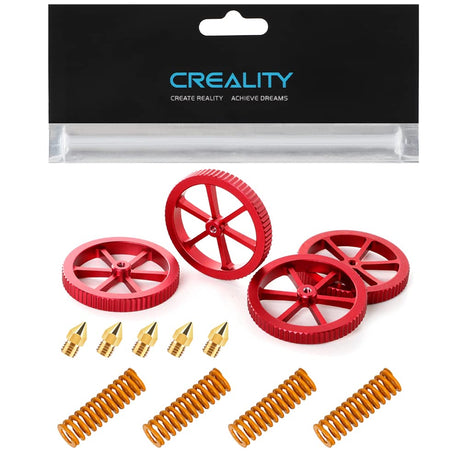 Official Creality Metal Leveling Nuts with 20mm Die Springs and 0.4mm Nozzles, Red Hand Twist Nuts Set for Ender 3/3 Pro/3 V2/3 Max, Ender 5/5 Plus/ 5 Pro, CR 10 Series 3D Printer Bed Creality