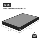 King Box Spring, 5 inch Box Spring for King Bed, Heavy Duty Metal Bed Frame with Fabric Cover, 3000lbs Max Weight Capacity Bed Base Mattress Foundation, Easy Assembly, Noise Free, Black Superay
