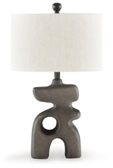 Signature Design by Ashley Danacy Farmhouse Distressed Paper Composite Table Lamp with 3-Way Switch, Black Signature Design by Ashley