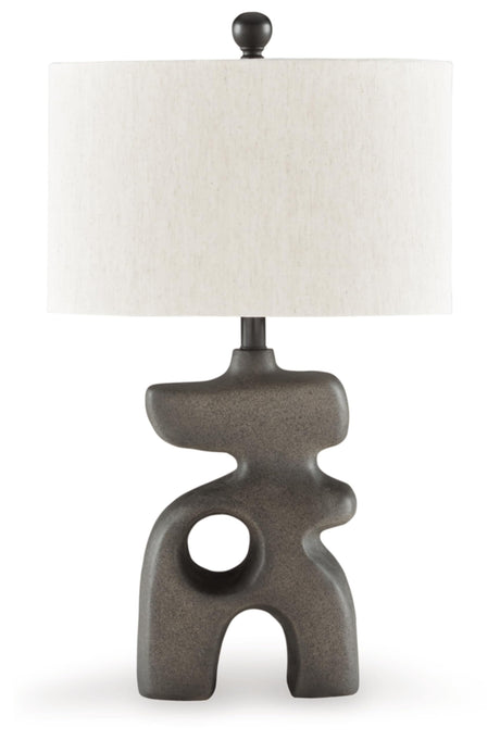 Signature Design by Ashley Danacy Farmhouse Distressed Paper Composite Table Lamp with 3-Way Switch, Black Signature Design by Ashley