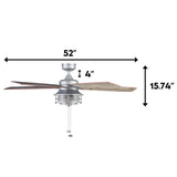 Honeywell Ceiling Fans Foxhaven Farmhouse 52 Inch Ceiling Fan with Light, Outdoor Fan/Indoor Dual-Mount LED Ceiling Fan, 5 Blades, Ebony and Silver Oak Blade Finish Options, Galvanized (51631-01) Honeywell Ceiling Fans