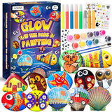 Sea Shell & Rock Painting Kit Glow in The Dark Creative Craft Kits Art Supplies for Kids Arts & Crafts Toys for Boys and Girls Ages 6-12 Art Painting Gift for Birthday Activities Aokna