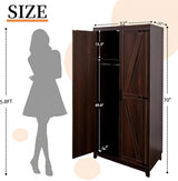 HYDUZ 70" Tall Bedroom Armoire with Hanging Rod for Hanging Clothes, Farmhouse Wooden Wardrobe Closet with Door, Tall Freestanding Clothing Storage Cabinet with Shelf, Espresso HYDUZ