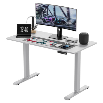 ADOFFUR Electric Standing Desk, 48 x 24 Inch Adjustable Height Desk with Whole-Piece Desktop, Black Sit Stand Up Desk, Home Office Desk with 4 Memory Presets (White Top)