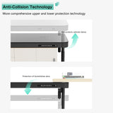JWX RGB Glass Gaming Standing Desk, 47'' Standing Music Studio, with Music Sensing LED Sit Standing Desk, Dual Motors,USB Ports JWX