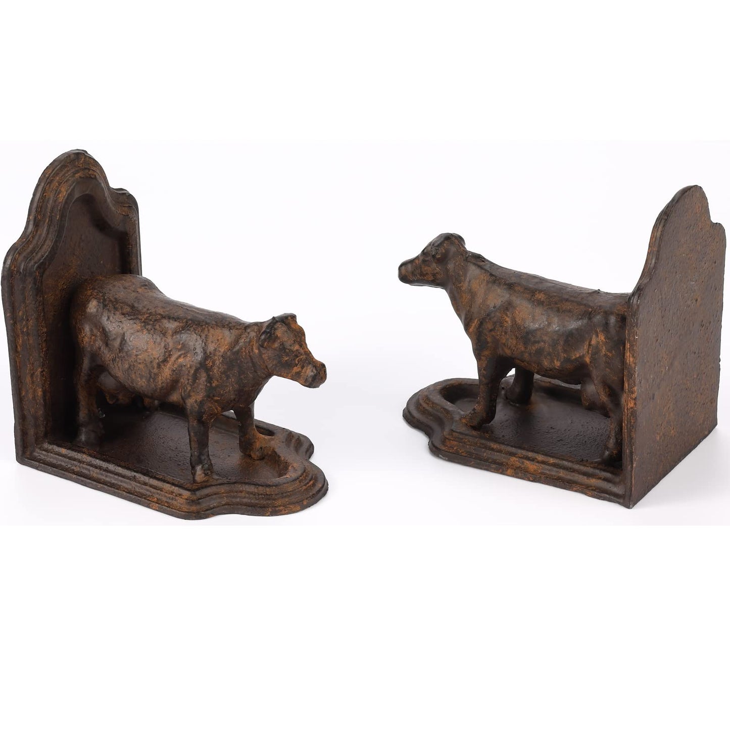 Phaxth Cow Bookends Decorative, Farmhouse Antique Book Ends, Set of 2