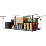 EliteEdge 3x8 Garage Overhead Storage Racks with Stable Triangle Support, Heavy-Duty Steel Ceiling Mount Racks for Garage Storage, Adjustable Height, 600lbs Capacity, Black EliteEdge