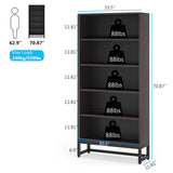 Tribesigns 70.8” Heavy-Duty Tall Bookcase & Organiser with 5-Tier Storage Shelves in Sandalwood Tribesigns