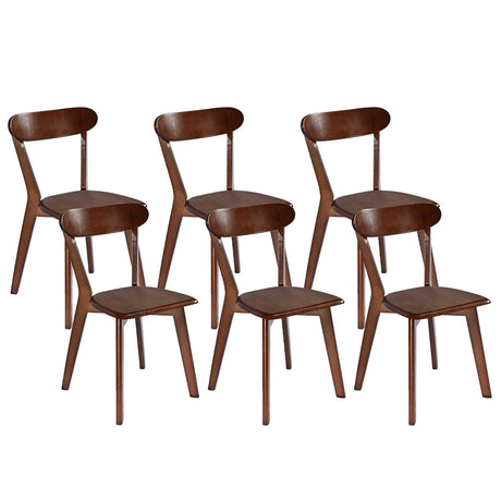 DELAVIN Soild Wood Dining Chairs Set of 6, Mid Century Oak Wood Kitchen Chairs, Vintage Dining Room Chairs Set Suitable for Kitchen, Stackable Dining Chairs, Walnut DELAVIN