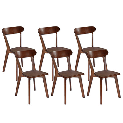 DELAVIN Soild Wood Dining Chairs Set of 6, Mid Century Oak Wood Kitchen Chairs, Vintage Dining Room Chairs Set Suitable for Kitchen, Stackable Dining Chairs, Walnut