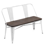 YOLENY Dining Bench, Entryway Bench with Back, Farmhouse Metal Dining Bench, Industrial Mid-Century 3 Person Rustic Spindle Bench, with Wood Seat, Removable Backrest, 42in, White YOLENY