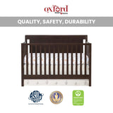 Oxford Baby Lazio 4-in-1 Convertible Baby Crib, Espresso Brown, GreenGuard Gold Certified Oxford Baby