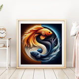 DPDAKIT Fish Diamond Art Kits for Adults, Taichi Diamond Painting Kits for Beginner, 5D DIY Round Full Gem Art Crafts for Home Wall Decor Gift, 12x12inch DPDAKIT