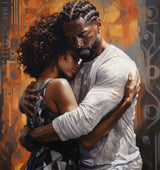 DIY 5D Full Drill American Native African Lovers Couple Kissing Square Diamond Art Painting by Number Kits Man & Woman for Adults Crystal Cross Stitch for Wall Decoration Gift 40x30CM/16x12IN WoodArtSupply