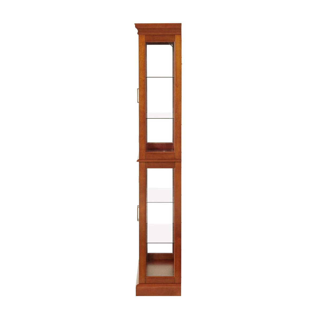 Walnut Curio Cabinet with Glass Doors and LED Lighting - 70" Tall Display Cabinet with Adjustable Shelves Kaimei