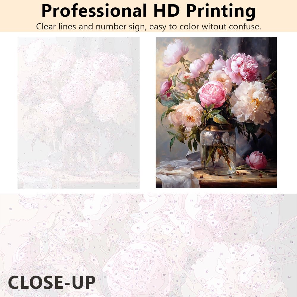 TUMOVO Paint by Numbers Kit for Adults - Color by Number Canvas with Rabbit in Flower Field Art, DIY Painting Kit for Adults Beginner, 16x20 Inch TUMOVO