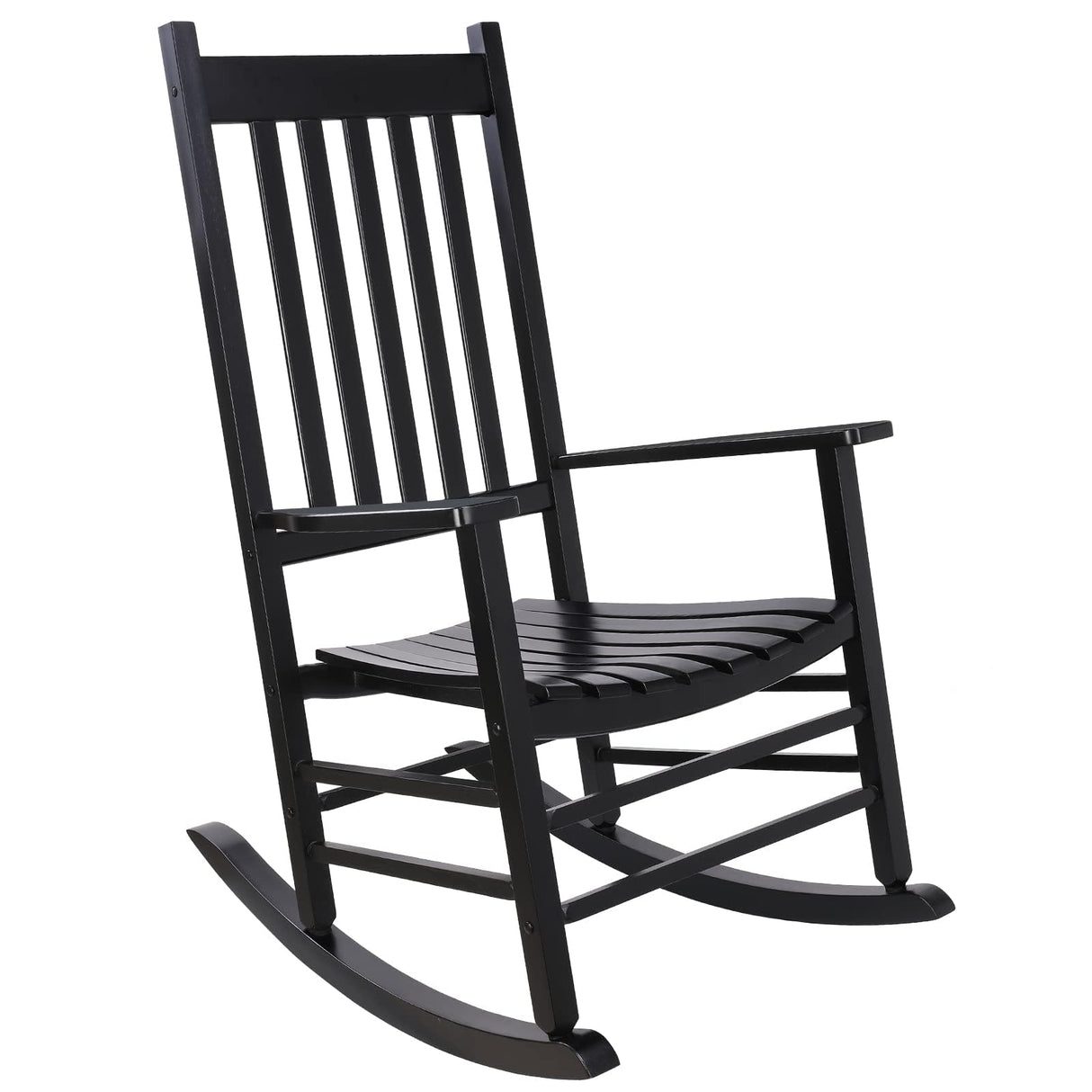 MAMIZO Wooden Rocking Chair Outdoor with High Back,Indoor, Oversized, Easy to Assemble for Garden,Lawn, Balcony, Backyard,Porch,Wooden Porch Rocker MAMIZO