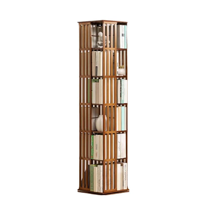 360° Rotating Bookcase, Floor Standing Bamboo Bookshelf, Book Storage Display Rack for Kids & Adult, Corner Simple Organizer 5/6 Tier (6 Layers)