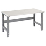 Global Industrial Adjustable Height Workbench C-Channel Leg, Plastic Laminate Square Edge, 60" W x 30" D, Gray Global Industrial