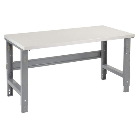 Global Industrial Adjustable Height Workbench C-Channel Leg, Plastic Laminate Square Edge, 60" W x 30" D, Gray Global Industrial