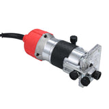 Wood Router, Weytoll 110V 800W Compact Router Tools 30000r/min with Transparent Base Edge Guide Electric Trimmer Compact Palm Router Corded for Woodworking Trimming Slotting Notching/Aluminum Red Weytoll