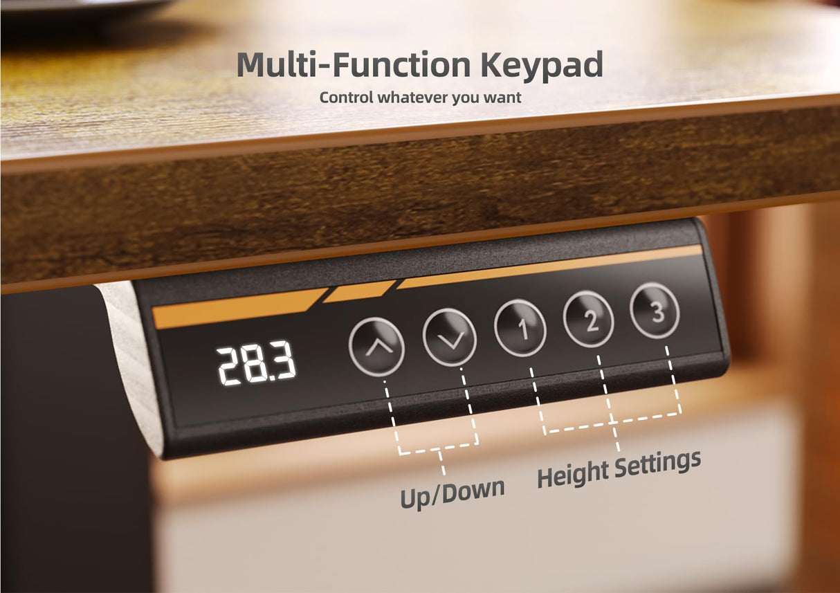 Claiks Standing Desk with Drawers, Stand Up Electric Standing Desk Adjustable Height, Sit Stand Desk Computer Workstation, 55 Inch, Rustic Brown Claiks