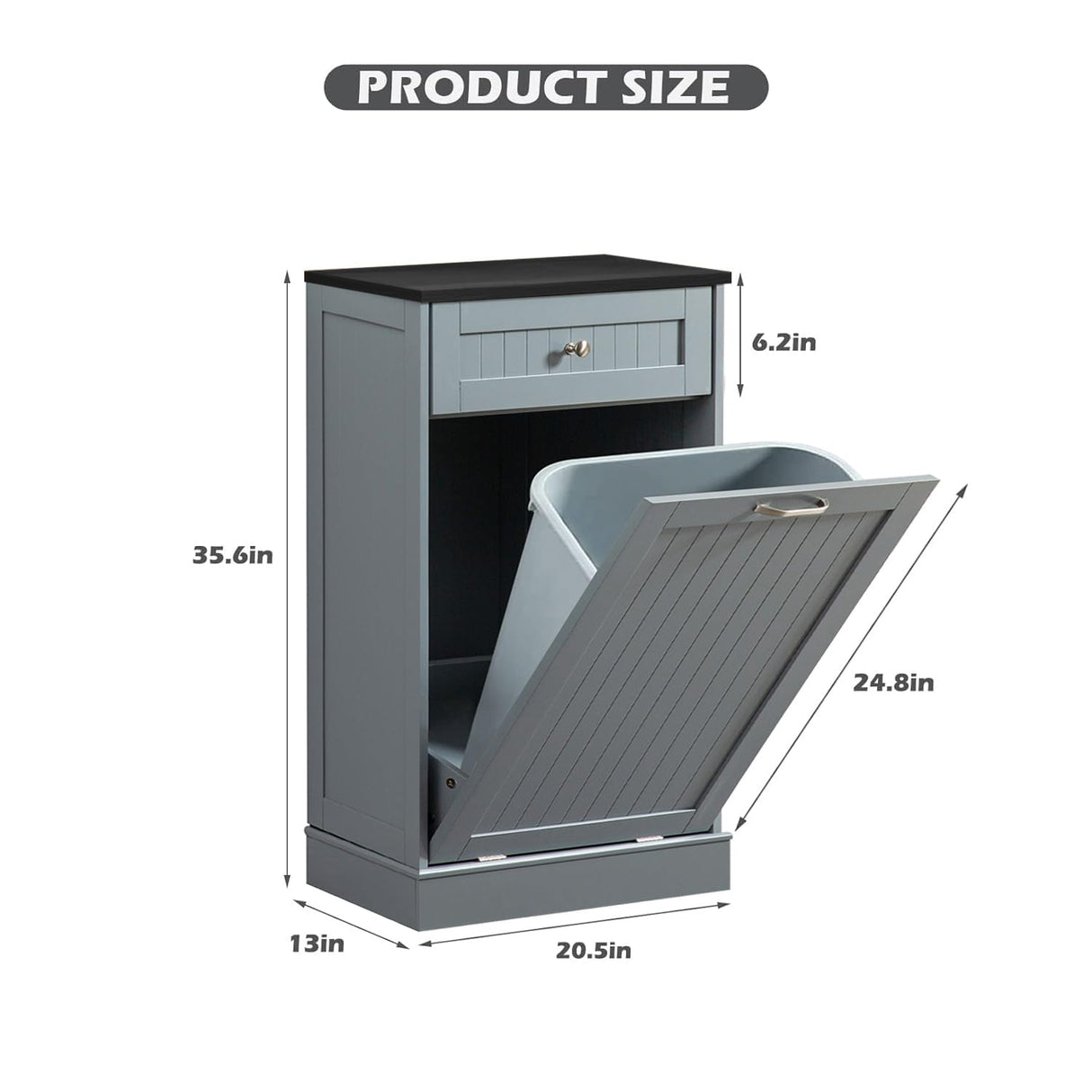 GAZHOME Tilt Out Trash Cabinet, Upgrade Wooden Free Standing Trash Cabinet,Recycling Cabinet with Hideaway Drawer,10 Gallon Tilt Out Trash Cabinet Kitchen(Grey) GAZHOME