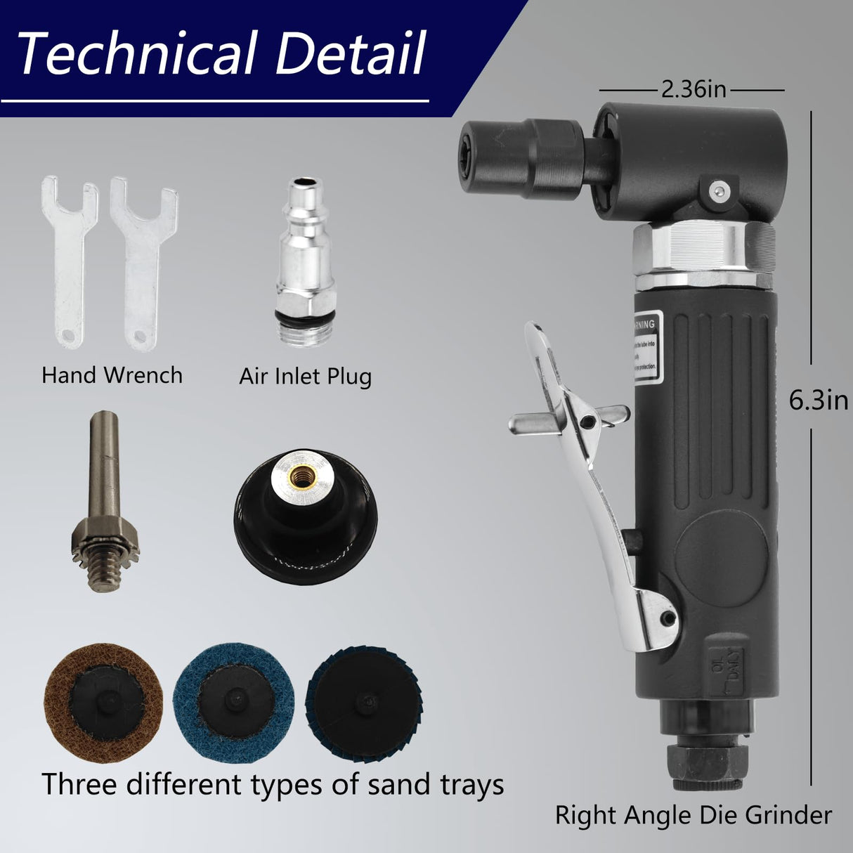1/4 Inch Angle Air Die Grinder Pcs Sanding Discs 1Pcs 1/4 Inch Collet Angle Die Grinder 90 Degree Angle Grinder Speed Up To 22000PRM Angle Grinder Ergonomics Air Tool Safety Switch Pneumatic Tool HYFN