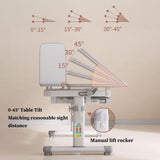 Kids Functional Study Desk and Chair Sets Ergonomic Height Adjustable Children School Study Desk 3-18 Years Boy and Girl Study Table and Chair Set with Tilt Desktop,LED Light for Reading,Writing SMIXLVY