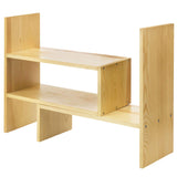 MyGift Adjustable Solid Wood Desktop Shelf Organizer in Beige MyGift