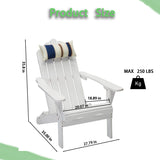 Anraja Outdoor Patio Wood Folding Adirondack Chair Outside with Cushion for Outdoor Porch, Yard, Garden, Pool, White Anraja