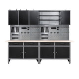 Garage Tool Storage Cabinet System with Wood Worktop, for Maintenance Rooms, Auto Repair Shops JZD