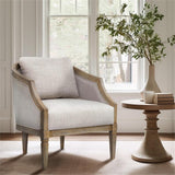 Pemberly Row Farmhouse Solid Wood & Fabric Accent Chair in Natural Pemberly Row