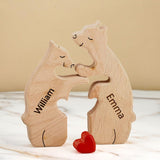 Personalized Wooden Bear Puzzle with 1-8 Family Name, Custom Family Name Sculpture - Ideal for Christmas, Birthdays, Housewarming - Unique Wooden Decor Gift for Mom and Dad Smile lab