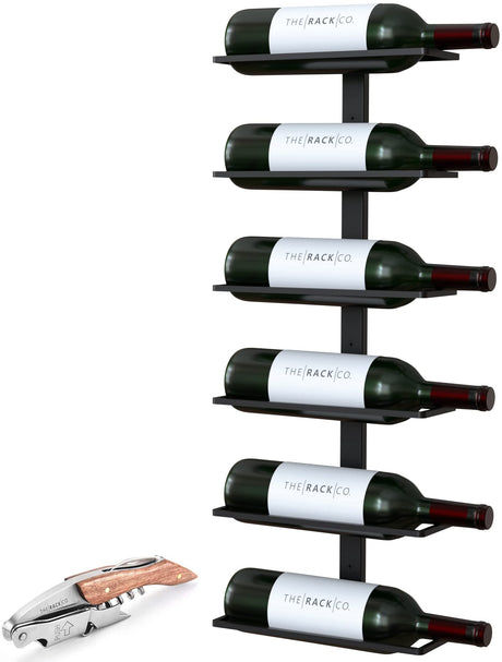 TheRackCo. Wall Series - Center Frame Metal Wall Mount Wine Bottle Rack, Black (6 Bottles) TheRackCo.