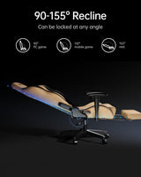 AutoFull Gaming Chair, Racing Style Gaming Chair with Ergonomic Lumbar Support,Adjustable High Back PU Leather PC Chair with Footrest,Brown AutoFull